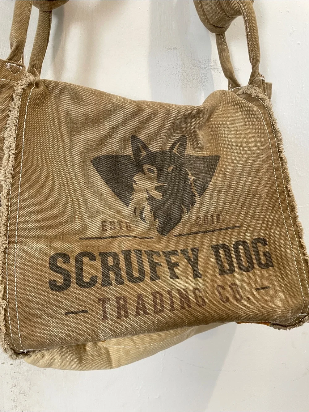 SCRUFFY DOG Crossbody Vintage Messenger Bag Unisex Satchel Bag Canvas Khaki